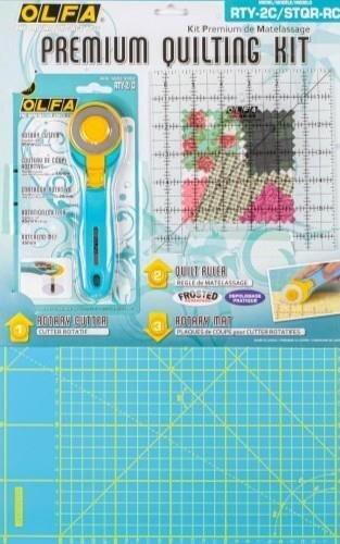 OLFA Premium Quilting Starterset mit Rollschneider, Lineal und Matte
